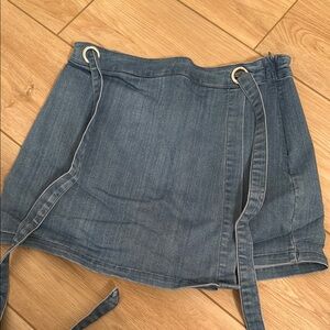 Denim Blue Wrap Skirt with Tie